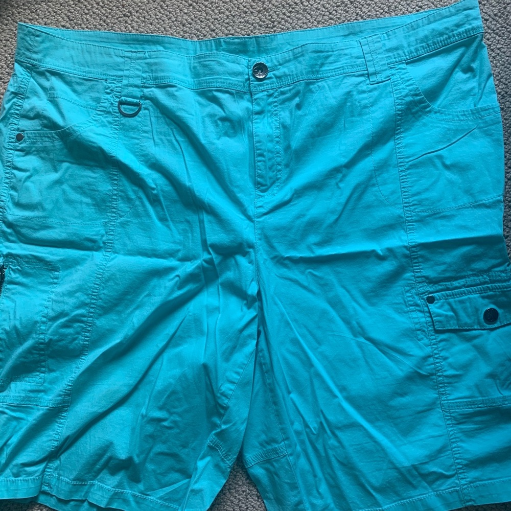 Womens plus size teal cargo shorts
